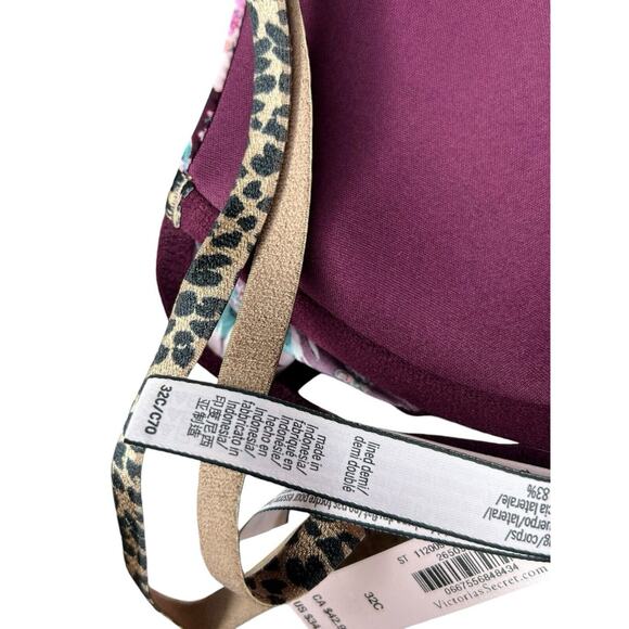 NEW Victoria's Secret Sexy Tee light Lined Demi Bra 32C pink Floral adjustable - Picture 7 of 10